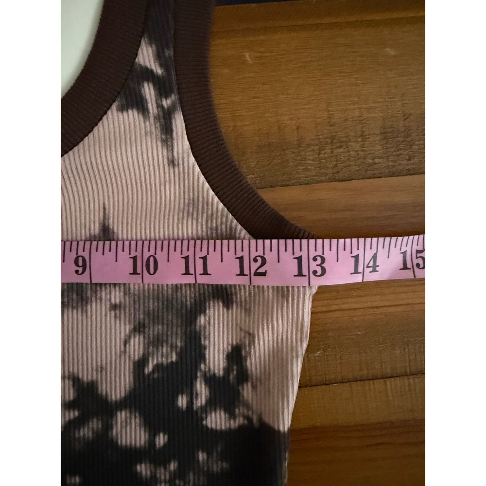 Julia Allert Womens Pink Black Tie Dye Ribbed Ringer Tank Top XS New - Picture 6 of 7